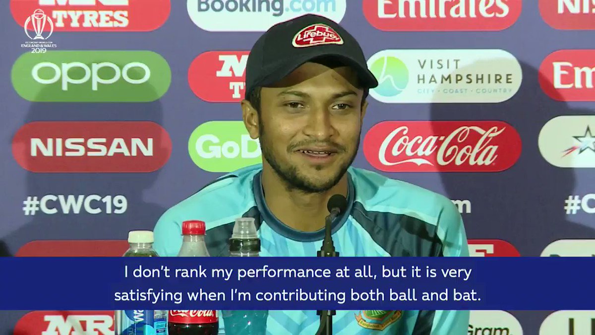 "We've a very important game coming up against India. They're someone who is looking at the title."
Bangladesh have put on some excellent performances, but Shakib Al Hasan isn't looking too far ahead.
#CWC19 | #RiseOfTheTigers
