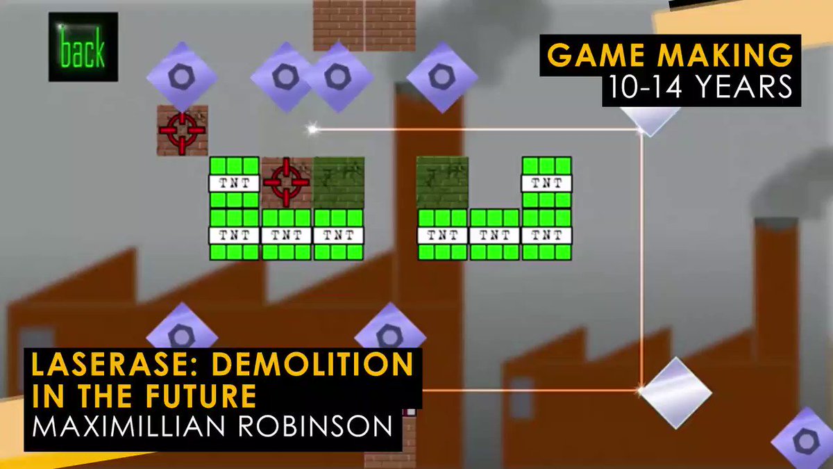 The #YGD2019 Game Making 10-14 award winner is... Maximillian Robinson for the explosive puzzle game LASERASE: Demolition in the future ๐ฅ๐ฎ๐