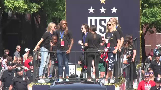 The ticker-tape parade for the @USWNT is underway in NYC! #USWNTParade