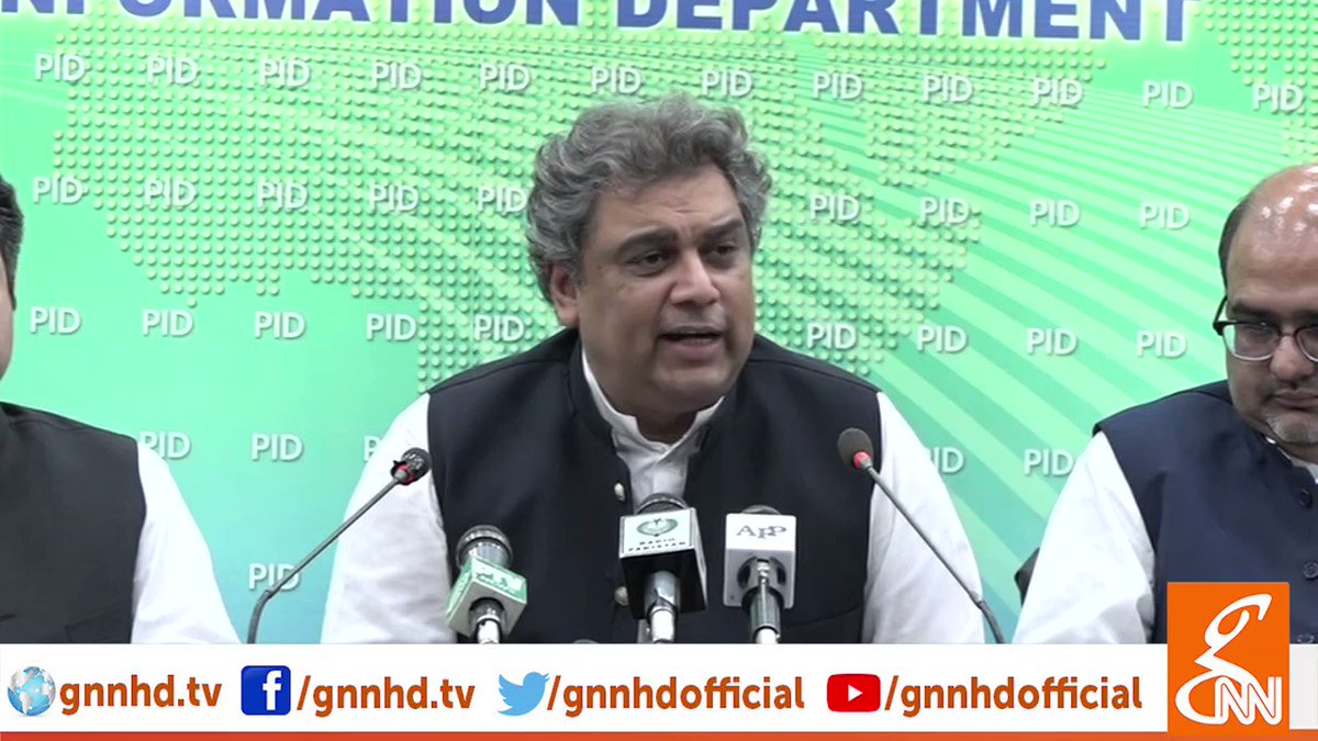 (2/3) Minister for Maritime Affairs Ali Haider Zaidi, Federal Minister for Economic Affairs Hammad Azhar & SAPM on Accountability Mirza Shahzad Akbar Press Conference Islamabad (16.07.19)
@AliHZaidiPTI
@ShazadAkbar
@Hammad_Azhar