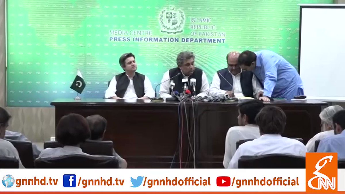 (3/3) Minister for Maritime Affairs Ali Haider Zaidi, Federal Minister for Economic Affairs Hammad Azhar & SAPM on Accountability Mirza Shahzad Akbar Press Conference Islamabad (16.07.19)
@AliHZaidiPTI
@ShazadAkbar
@Hammad_Azhar