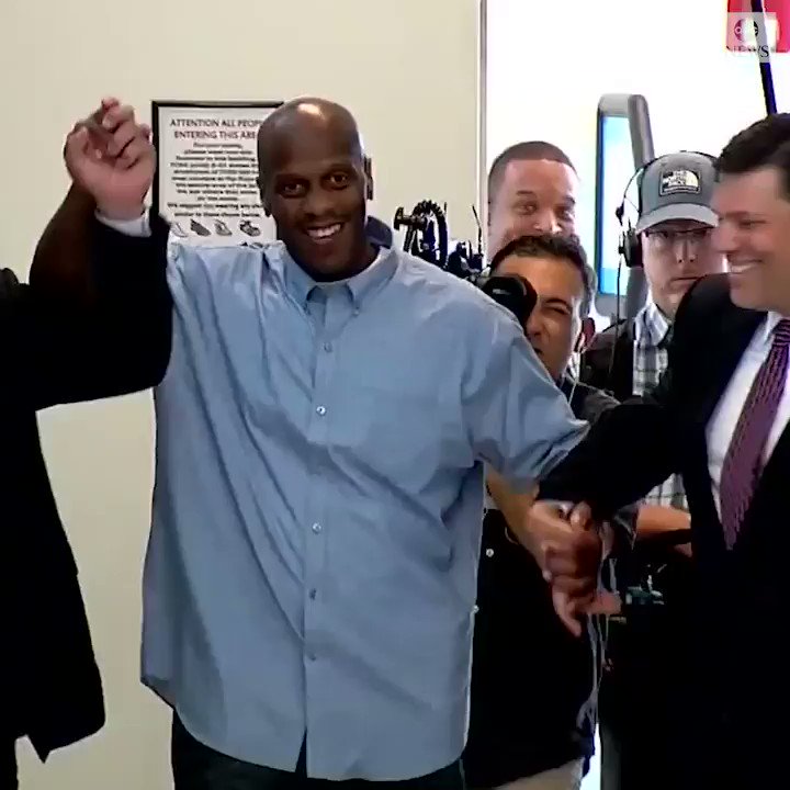FREE MAN: Corey Atchison, who served 28 years in prison for a murder he did not commit, walked out of an Oklahoma prison after a district judge dropped the charges.
"I can't hold no grudge," he said. "Life's too short." https://abcn.ws/2XSQyk4