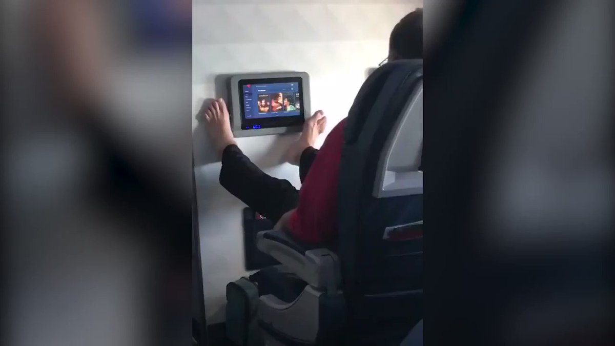 This airline passenger was spotted operating his seatback TV with his bare feet. A video of the moment has been viewed millions of times. https://cnn.it/32CpvwR