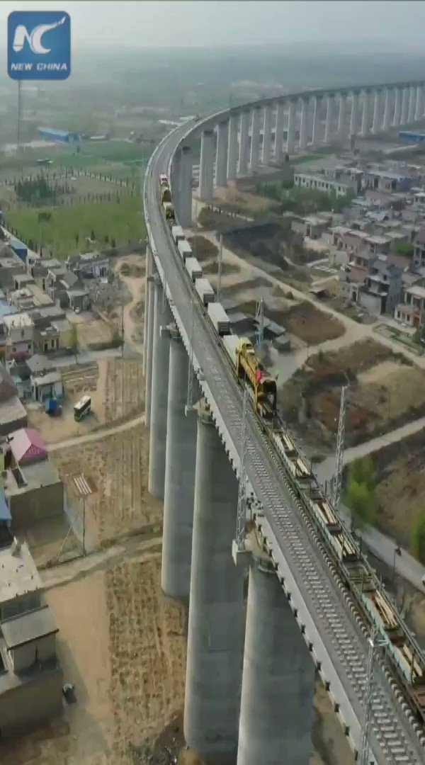 Stunning aerial view of China's longest coal transport route, a heavy-loaded #railway scheduled to be completed later this year