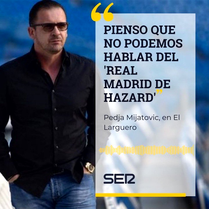 🎙️ La opinión de una voz autorizada | PEDJA MIJATOVIC
👉 ¿Hazard?
👉 ¿Ficharías a Neymar para el Real Madrid?
👉 ¿Neymar o Mbappé?
http://play.cadenaser.com