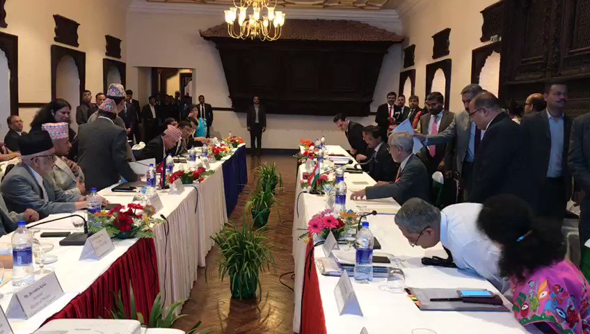 5th Meeting of #IndiaNepal Joint Commission successfully concludes in Kathmandu. Entire gamut of bilateral relations reviewed in meeting, both sides expressed happiness over progress made in various projects.