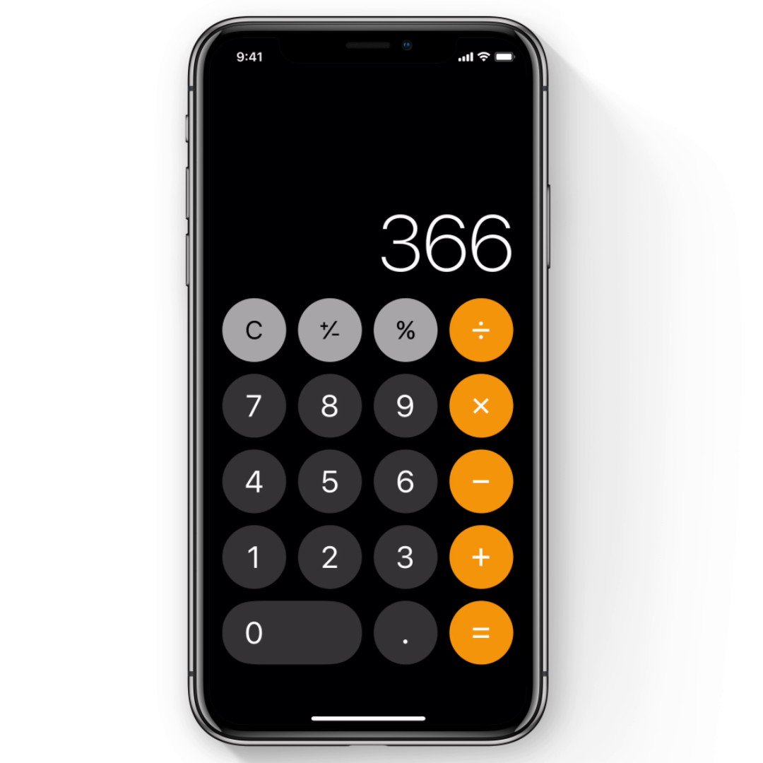 Apple on "Ever wish the Calculator app had a backspace button? It Just swipe to delete the last digit you entered, instead of clearing the whole number. Like this.