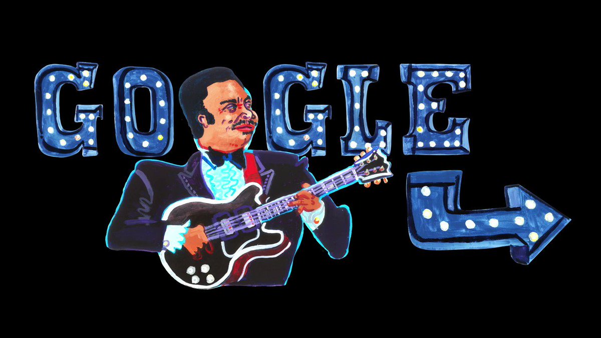 The thrill is gone, but B.B. King’s legacy lives on. Today’s #GoogleDoodle pays homage to the “King of the Blues” who inspired generations with his beloved guitar, Lucille, by his side. Happy 94th birthday, B.B. King!