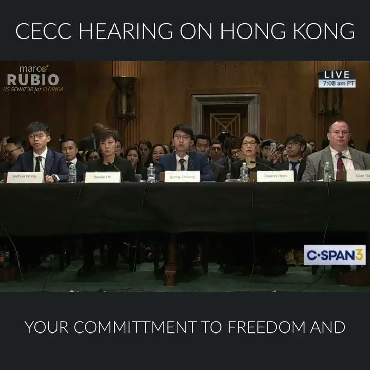 Senator Rubio during #HongKong @CECCgov hearing: "China's leaders must either respect Hong Kong’s autonomy or know that their escalating aggression will lead them to face real consequences — not just from the United States, but from the free world."
