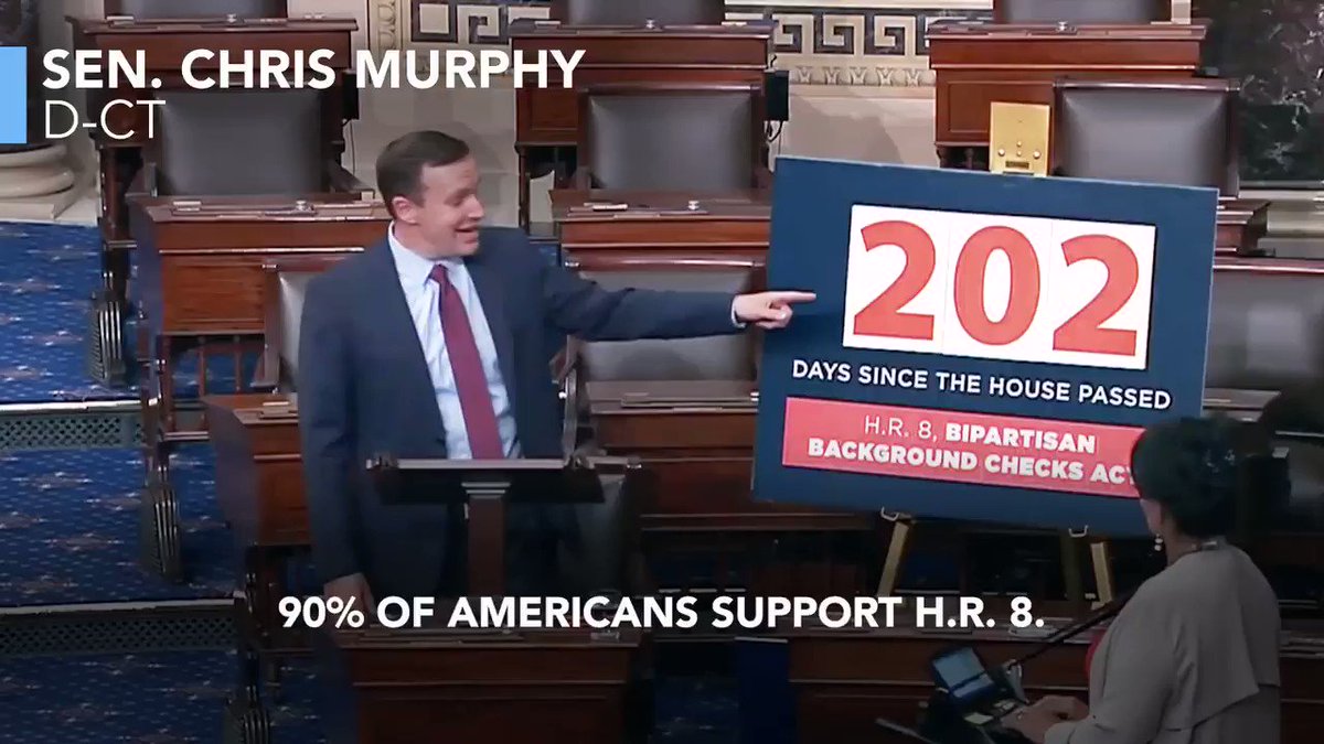 Last night, more than 20 Senate Democrats held the Senate floor to demand action on gun violence. 93% of Americans support universal background checks.But @SenateMajLdr Mitch McConnell refuses to even hold a vote.