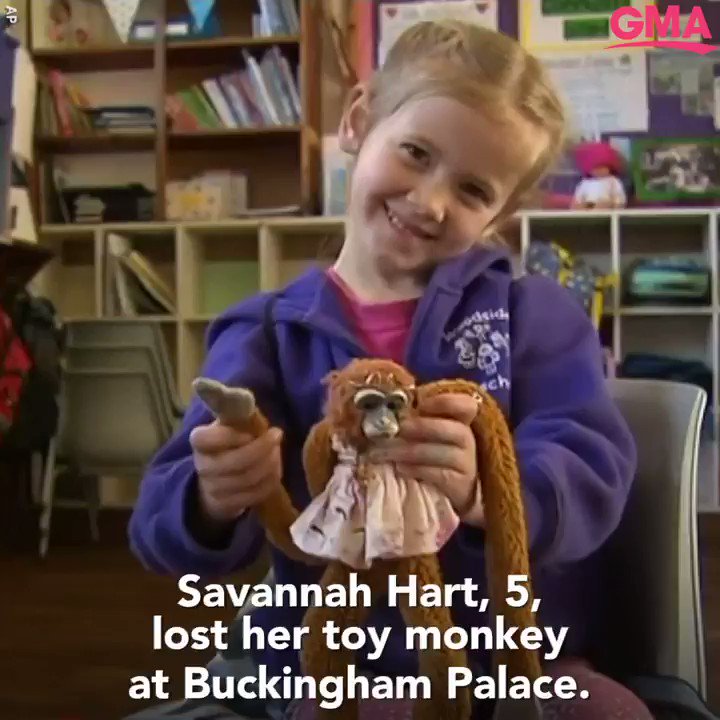 5-year-old Savannah was heartbroken when her stuffed monkey went missing during a visit to Buckingham Palace, so she wrote a letter to Queen Elizabeth II to ask for help finding her favorite toy. https://gma.abc/2Qlt5tg