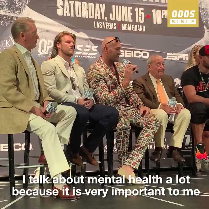 ODDSbible (@ODDSbible) on Twitter photo 2019-10-10 15:27:05 Throwback to @Tyson_Fury talking about his battle with mental health before his fight against Tom Schwarz #WorldMentalHealthDay Throwback to @Tyson_Fury talking about his battle with mental health before his fight against Tom Schwarz #WorldMentalHealthDay