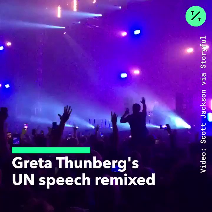 🎧 SOUND ON: @GretaThunberg's powerful UN speech was sampled by @FatboySlim in a remix of his 1998 hit, “Right Here Right Now”