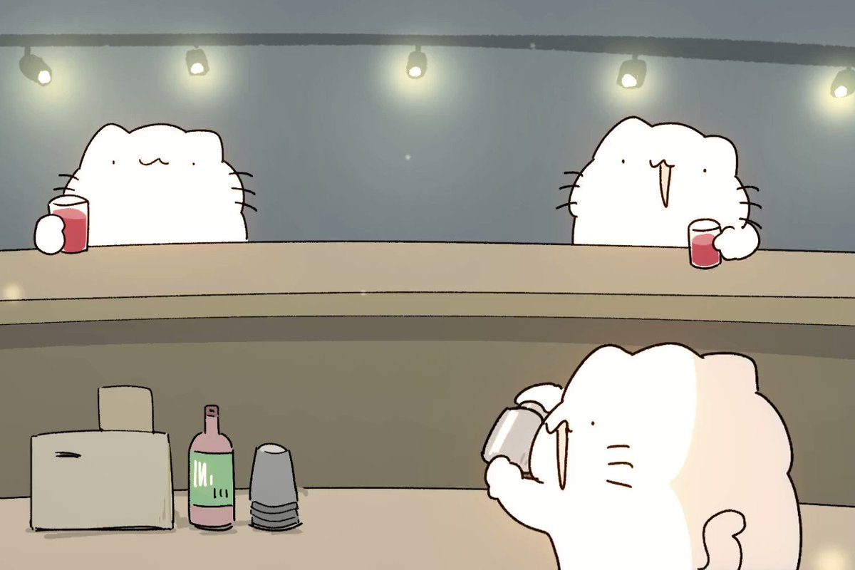 せっかくのおごりの酒を押し付けあっている猫に吹いたwww