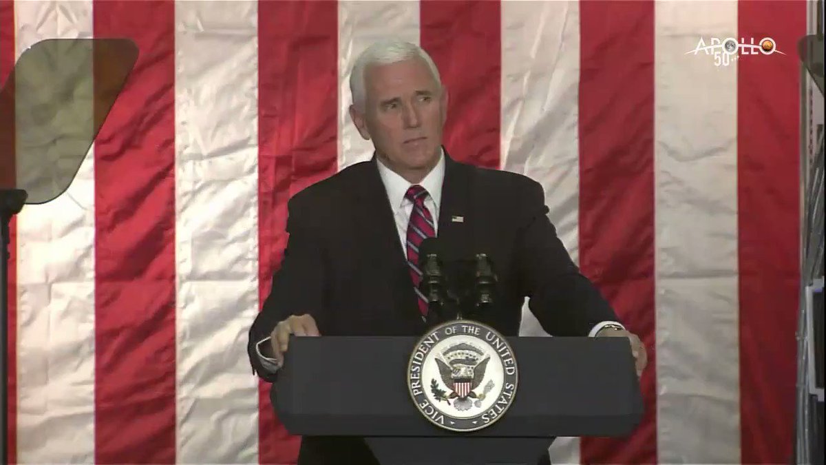 As a part of our #Artemis program, we will return @NASA_ Astronauts to the Moon for long-term exploration. “Not only to plant our flag and leave our footprint, but to establish a foundation for an eventual mission to Mars,” says @VP Mike Pence. Watch: https://twitter.com/i/broadcasts/1ypJdBlWeYpKW …