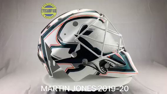 Martin Jones - San Jose Sharks 2020/21 Goalie Mask 1/2  Fresh paint 1/2 🎨 Martin  Jones' new 2020/21 San Jose Sharks goalie mask. ✍🏻 Hand drawn and  airbrushed by Steve Nash