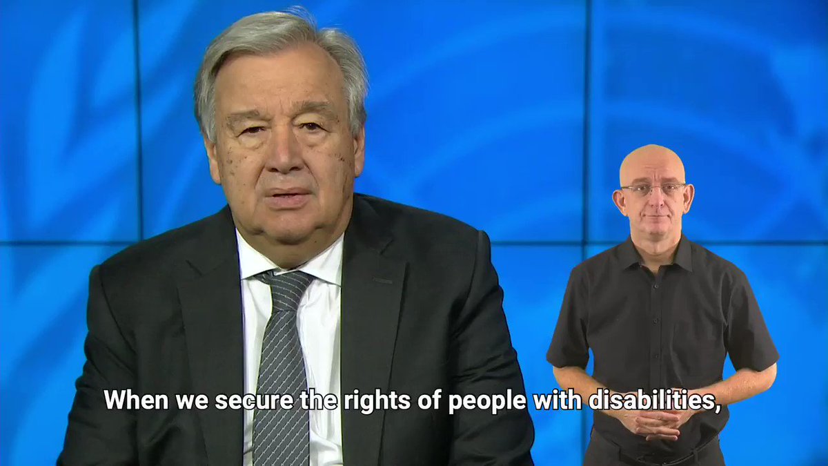 Securing the rights of all people with disabilities is essential to build an inclusive and sustainable future in which everyone can realize their potential.On this International Day of Persons with Disabilities, I reaffirm the @UN's commitment to leave no one behind.