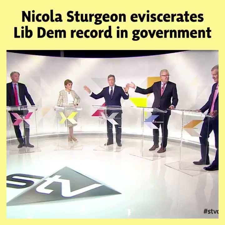 The SNP (@theSNP) on Twitter photo 2019-12-03 20:51:01 π₯ In under 3 minutes, @NicolaSturgeon exposes and eviscerates the Liberal Democrats record of working with the Tories in coalition. π³οΈ Lib Dems cannot be trusted to protect Scotlands interests, only a vote for the SNP on December 12th can. #VoteSNP #stvdebate #GE2019 π₯ In under 3 minutes, @NicolaSturgeon exposes and eviscerates the Liberal Democrats record of working with the Tories in coalition. π³οΈ Lib Dems cannot be trusted to protect Scotlands interests, only a vote for the SNP on December 12th can. #VoteSNP #stvdebate #GE2019