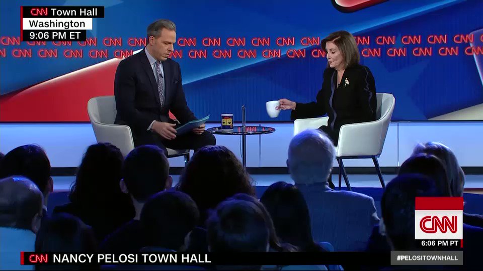 “The President is a master at projecting. When he calls somebody else nervous, he’s the nervous one. When he suspects that somebody's not praying, he’s probably not praying,” House Speaker Nancy Pelosi says, responding to Trump’s tweets attacking her. #PelosiTownHall