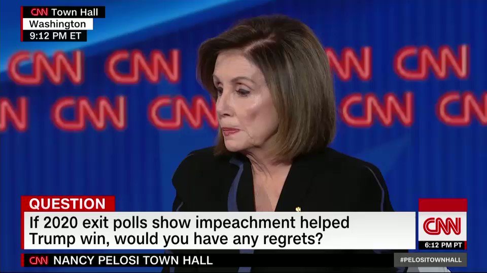"The Republicans have failed to meet the standard of honoring their oath of office, to protect and defend the Constitution of the United States." – House Speaker Nancy Pelosi defends her position on impeachment despite a lack of GOP support. https://cnn.it/36b3QNs