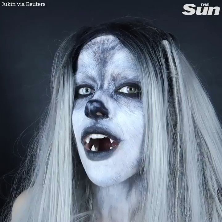 Makeup artist paints amazingly realistic dog fur on her face