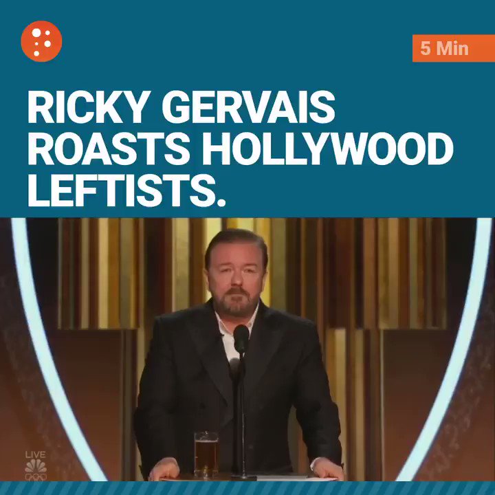 PragerU (@prageru) on Twitter photo 2020-01-22 16:26:00 Ricky Gervaiss #GoldenGlobes monologue was brutally savage, utterly fearless, and 100% true. 🔥🔥 Ricky Gervaiss #GoldenGlobes monologue was brutally savage, utterly fearless, and 100% true. 🔥🔥