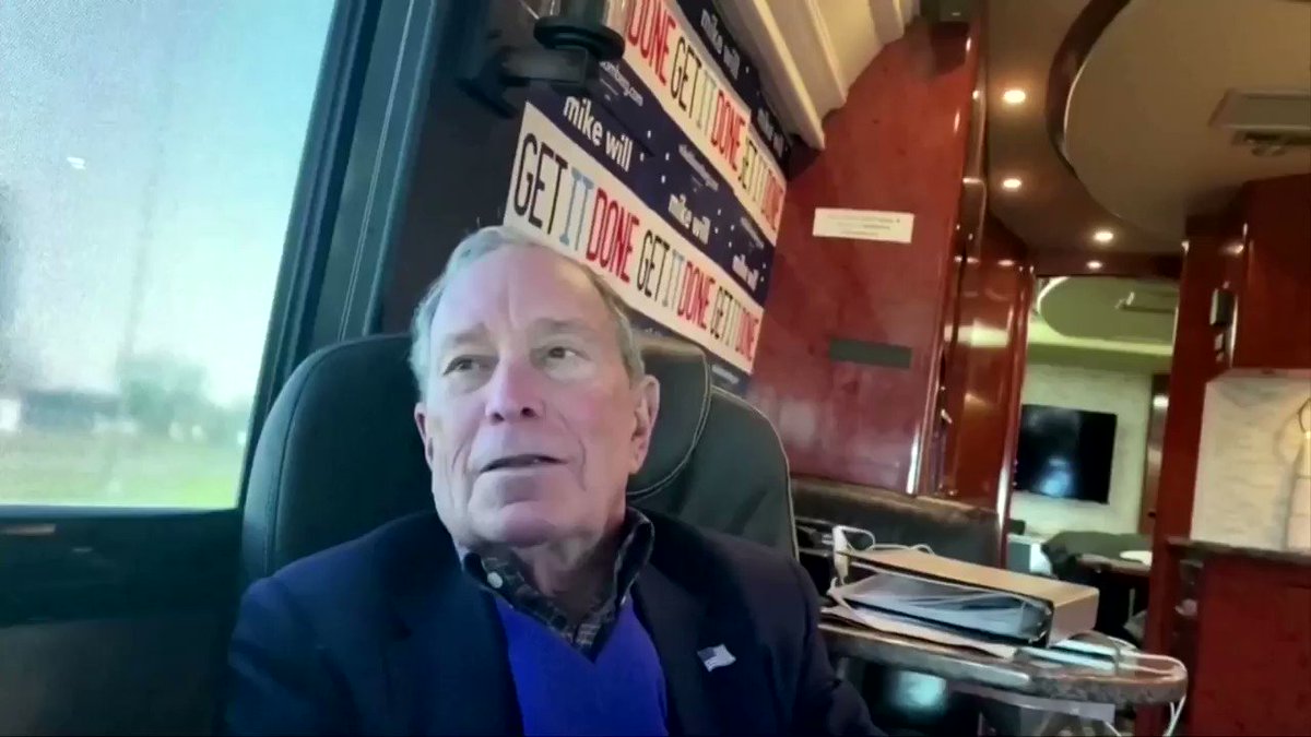 WATCH: Michael Bloomberg spoke to Reuters aboard his campaign bus over the weekend during a nearly 300-mile drive across Texas. The media mogul, ranked by Forbes as the eighth-richest American, says he's spending all his money to 'get rid of Donald Trump' https://reut.rs/2Tj791U