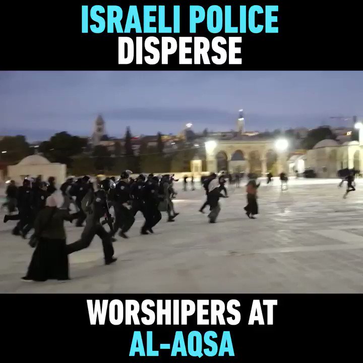 WATCH: Israel police forcefully dispersed worshipers at al-Aqsa mosque after thousands responded to a call by Palestinian groups to perform the dawn 'fajr' prayer at the holy site