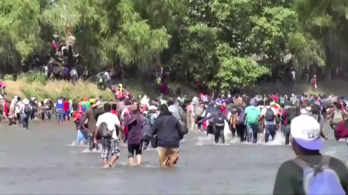 Hundreds of Central Americans waded across a river into Mexico from Guatemala, some clashing with waiting security forces. The surge is a new challenge for President Obrador's efforts to contain migration at the bidding of the United States https://reut.rs/2uicLyK
