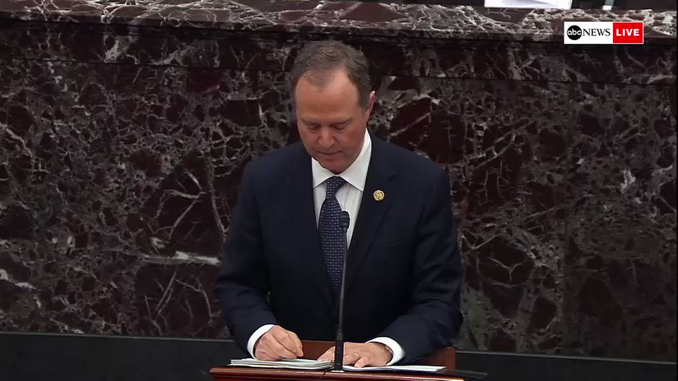 Lead impeachment manager Rep. Adam Schiff: "The president's counsel would love you to believe this is just about Ukraine, you don't need to care about Ukraine ... but we should care about Ukraine. They're an ally of ours." https://abcn.ws/2ulIsr8