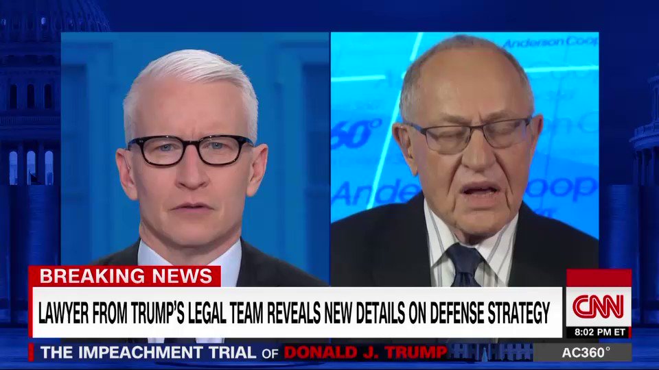 Alan Dershowitz, a lawyer on President Trump's impeachment defense team, reveals new details about the defense’s strategy, saying he’ll present for less than an hour on Monday and so far has not shown the White House legal team a draft of his presentation https://cnn.it/2GqjzNM