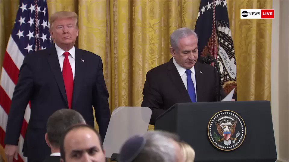 "This is a historic day," Israeli Prime Minister Benjamin @Netanyahu says while speaking alongside President Trump about the White House's Middle East plan. http://abcn.ws/2uIXUxm