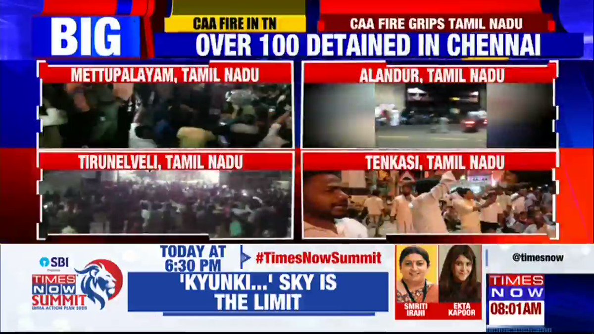 Anti-CAA fire in Tamil Nadu intensifies after spontaneous protests in the state, over 100 people detained in Chennai. TIMES NOW's Shilpa with a ground report.