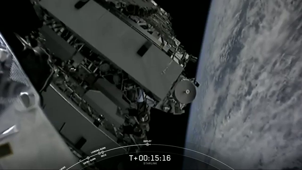 SpaceX (@SpaceX) on Twitter photo 17/02/2020 16:32:20 Successful deployment of 60 Starlink satellites confirmed! Successful deployment of 60 Starlink satellites confirmed!