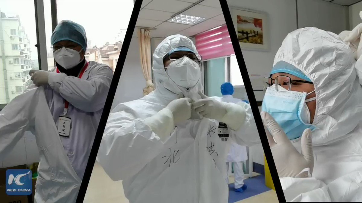 Heavy, cumbersome, layer by layer...but...it's a must. Two doctors working on the frontline of the #COVID-19 outbreak in Wuhan, China, show how to properly don and doff protective equipment