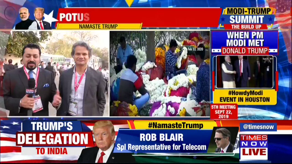 U.S President @realDonaldTrump will be landing in India in a few hours from now. The trip will begin with a grand gala welcome in Ahmedabad, followed by a visit to the Taj Mahal. TIMES NOW's Madhavdas & Nikunj with ground details. | #ModiTrumpSummit #NamasteTrump