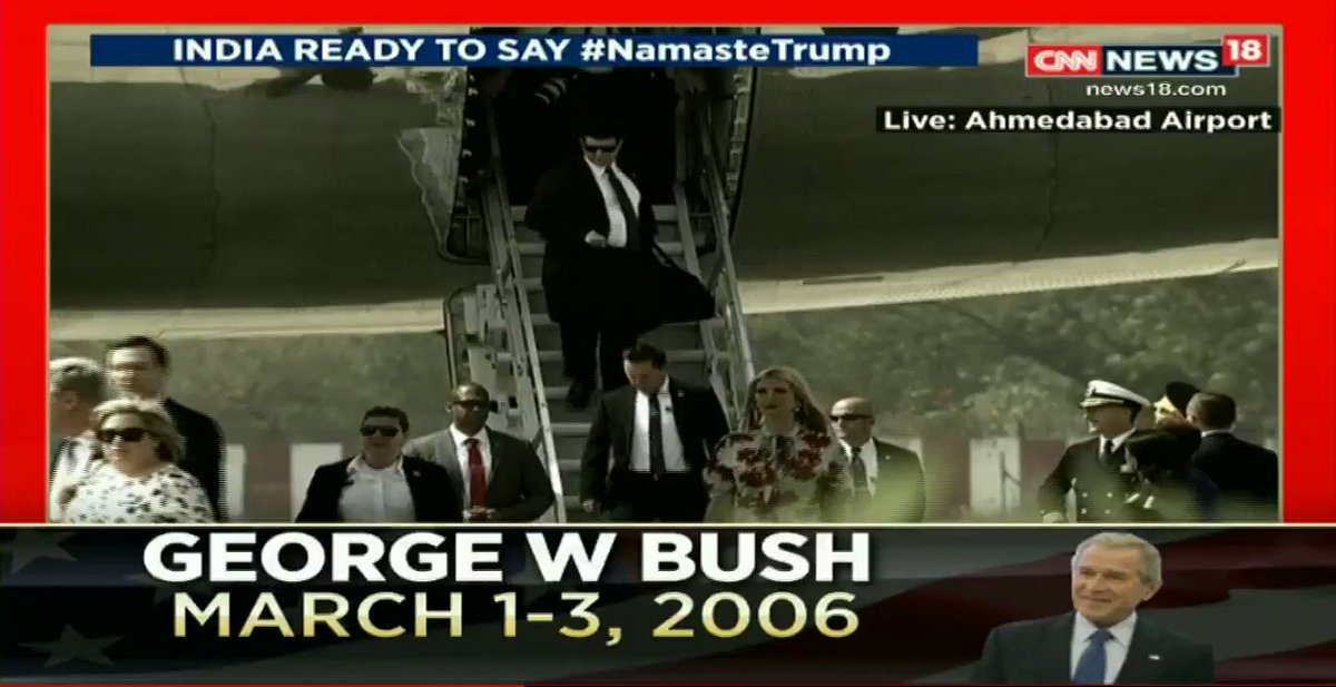 #NewsAlert - Donald Trump's daughter Ivanka and son-in-law Jared Kushner deplane.
#NamasteTrump
#LIVE Updates: https://www.news18.com/news/india/donald-trump-india-visit-live-updates-us-president-melania-ivanka-jared-kushner-ahmedabad-motera-modi-taj-mahal-2512351.html …