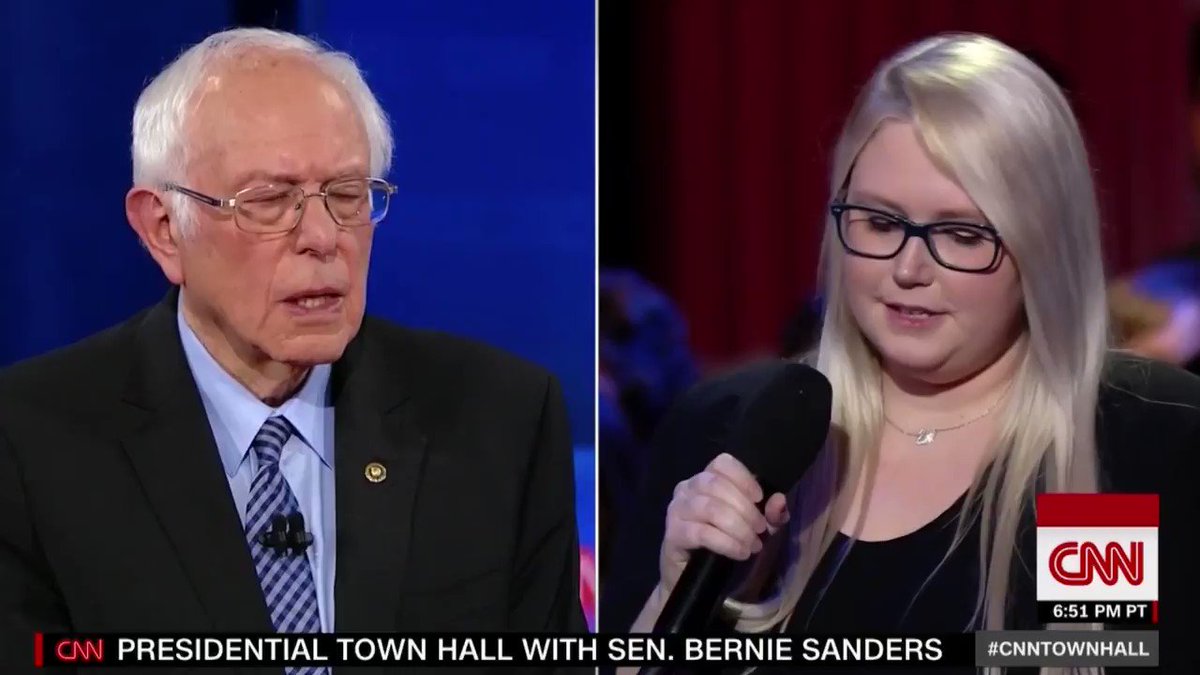People should not have to go tens or hundreds of thousands of dollars into debt to get an education. That is why I will fight to cancel student debt with a modest tax on Wall Street speculation. #CNNTownHall