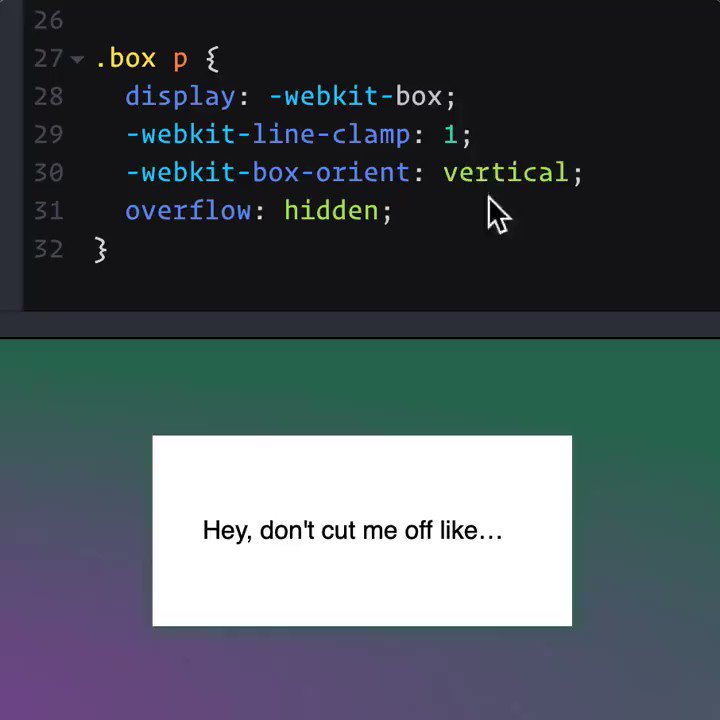 Addy Osmani on Twitter: "TIL the CSS "-webkit-line-clamp" property truncates multi-line text: https://t.co/T4yMoYSgrS. It's supported in Chromium, Firefox and Safari! https://t.co/B13EU3Hu3n https://t.co/Y1guSeCQcG" / Twitter Addy Osmani on Twitter: "TIL the CSS "-webkit-line-clamp" property truncates multi-line text: https://t.co/T4yMoYSgrS. It's supported in Chromium, Firefox and Safari! https://t.co/B13EU3Hu3n https://t.co/Y1guSeCQcG" / Twitter