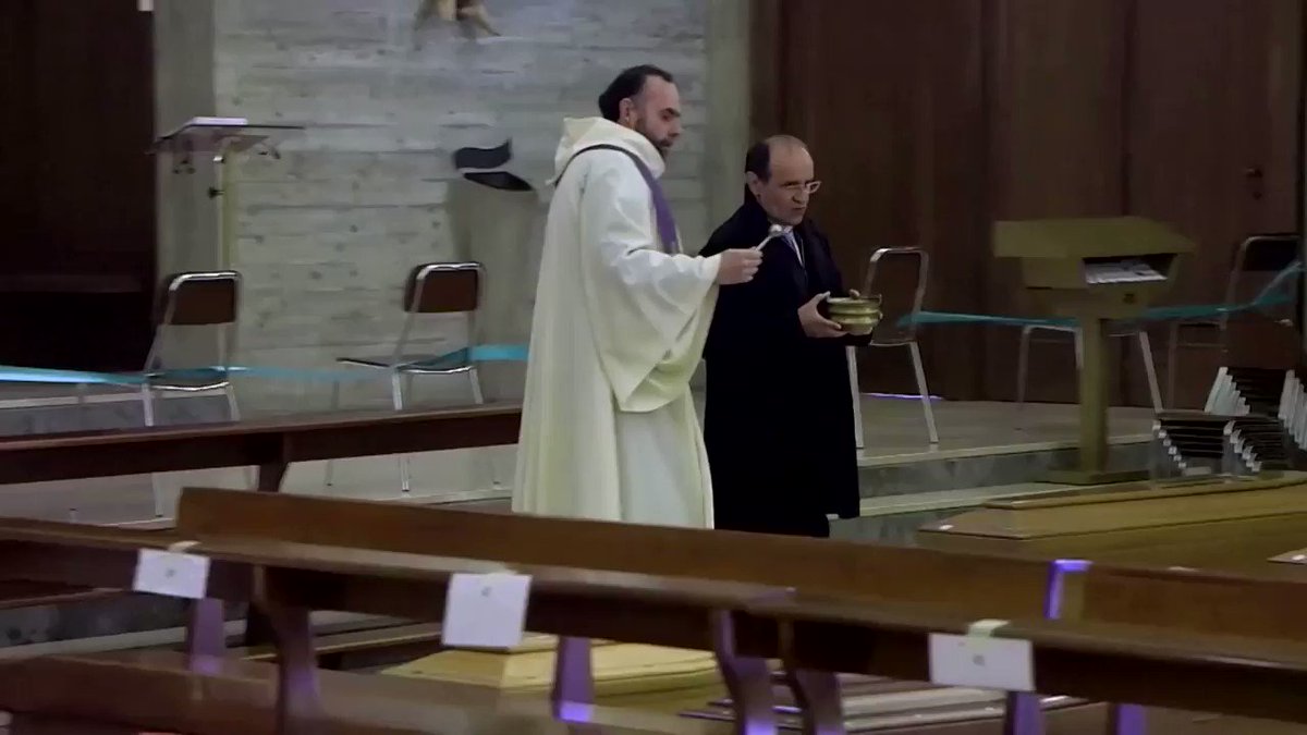 Clusters of coffins of coronavirus victims arrive every day at St. Joseph's Church in the town of Seriate in Italy. Priests give them a hasty blessing before a forklift loads them onto army trucks for the trip to the cemetery https://reut.rs/2ydANNj