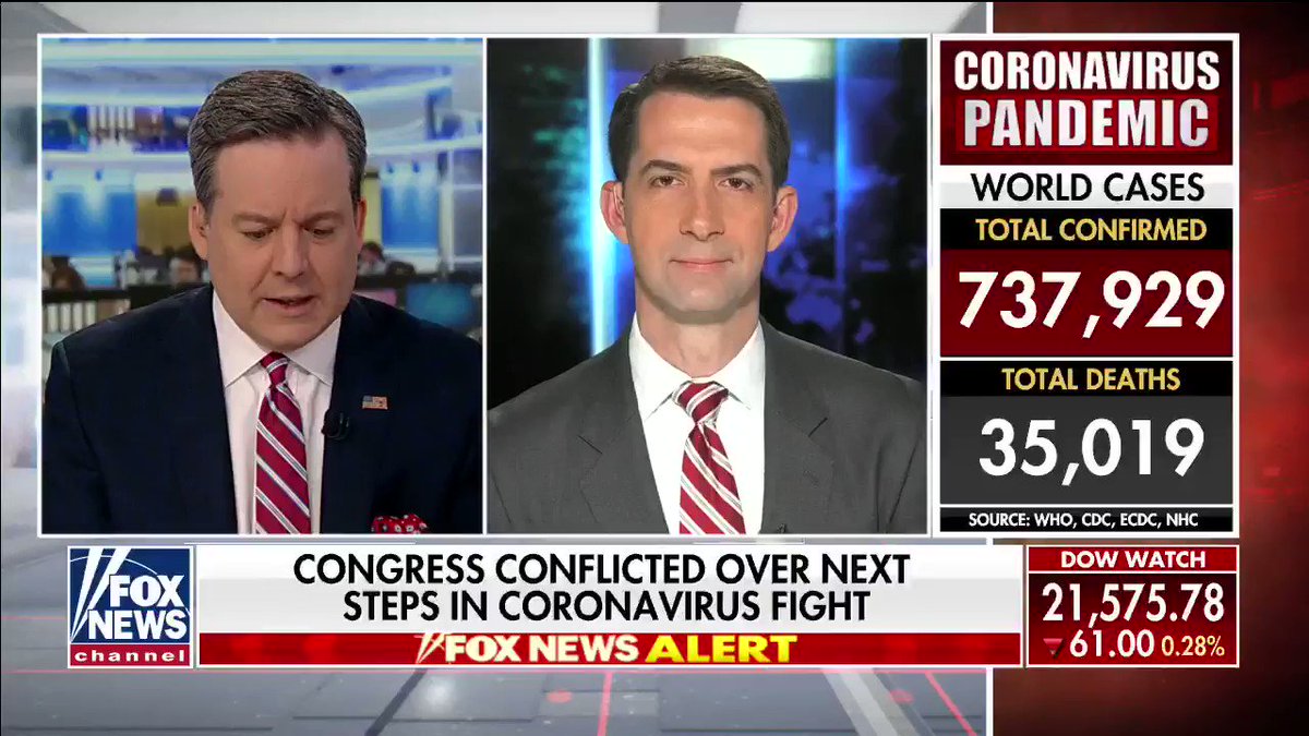 America's Newsroom (@AmericaNewsroom) on Twitter photo 30/03/2020 20:02:44 LISTEN: @SenTomCotton weighs in on the next steps that Congress needs to take in the coronavirus fight #nine2noon LISTEN: @SenTomCotton weighs in on the next steps that Congress needs to take in the coronavirus fight #nine2noon
