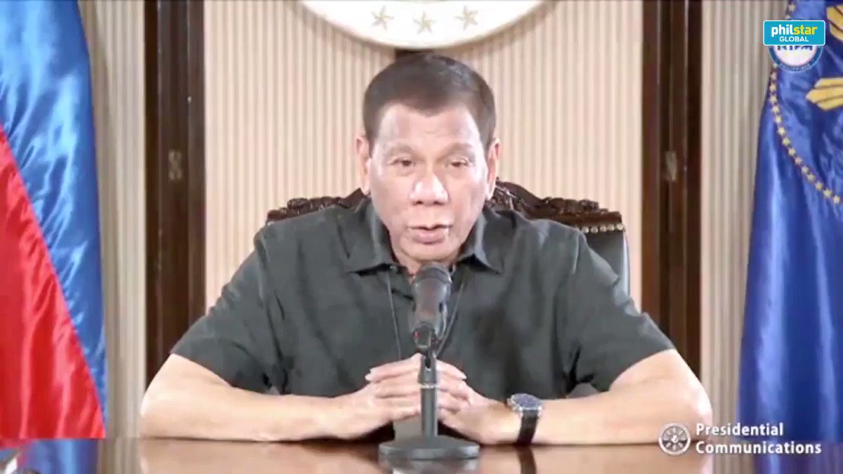 Watch this clip of Duterte's national address that aired around 11:30pm Monday evening, but was initially scheduled for 4pm.
Duterte announced P200 billion for the informal sector affected by the community quarantine.
Story here: https://www.philstar.com/headlines/2020/03/31/2004508/duterte-unveils-p200-billion-aid-low-income-families-affected-quarantine …