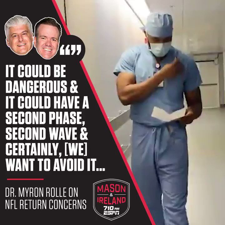 ESPN Los Angeles (@ESPNLosAngeles) on Twitter photo 2020-04-08 01:03:20 NFL player-turned-neurosurgeon Dr. @MyronRolle shares his concerns about the NFLs return with @VeniceMase & @LAIreland. Listen to the full chat on 710 AM ESPN podcast es.pn/2zvPit1 NFL player-turned-neurosurgeon Dr. @MyronRolle shares his concerns about the NFLs return with @VeniceMase & @LAIreland. Listen to the full chat on 710 AM ESPN podcast es.pn/2zvPit1