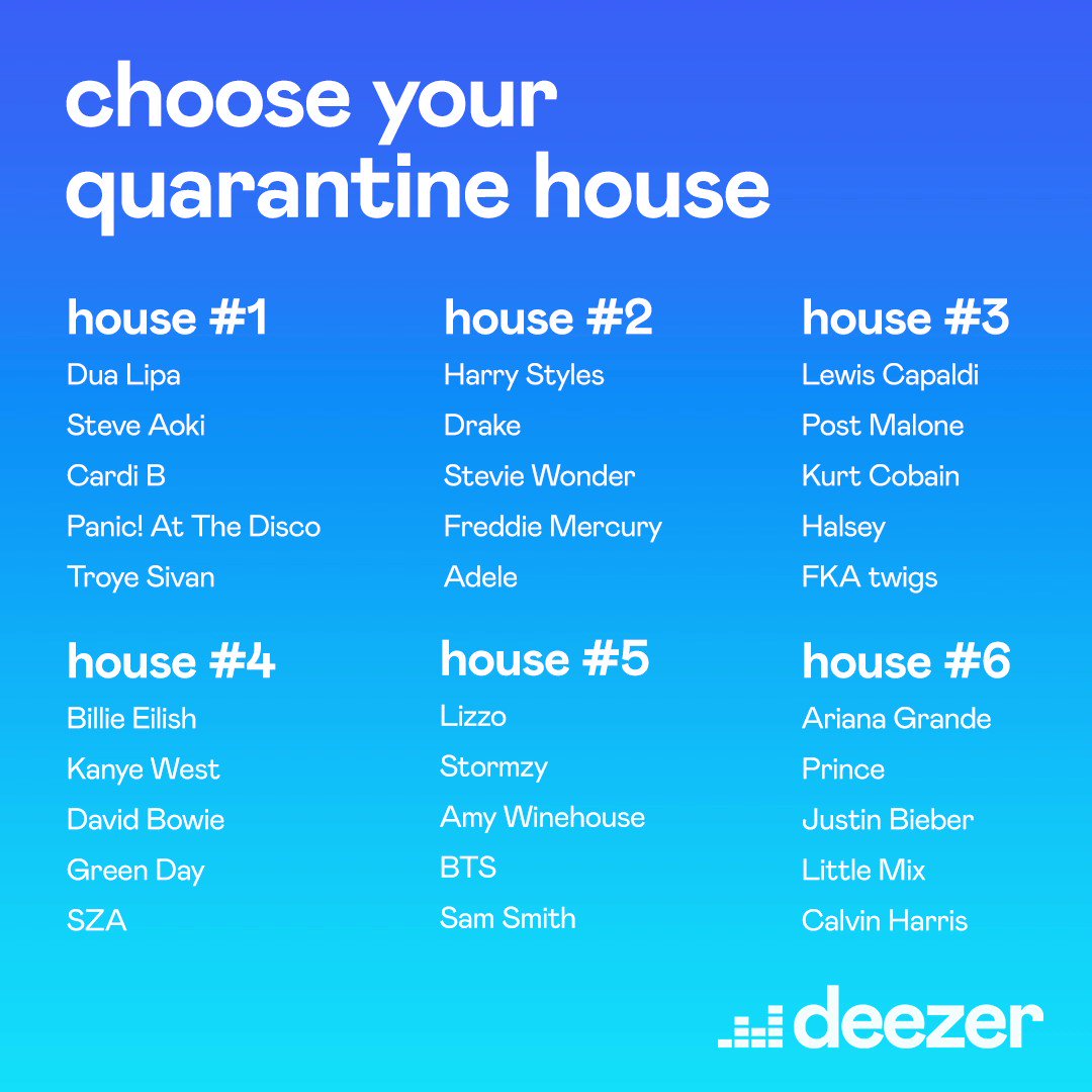 Deezer (@Deezer) on Twitter photo 09/04/2020 14:59:29 Pick your #QuarantineHouse! Would you #ToosieSlide with @Drake and @Adele? or party with @BTS_twt? Go 👇👇👇 Pick your #QuarantineHouse! Would you #ToosieSlide with @Drake and @Adele? or party with @BTS_twt? Go 👇👇👇