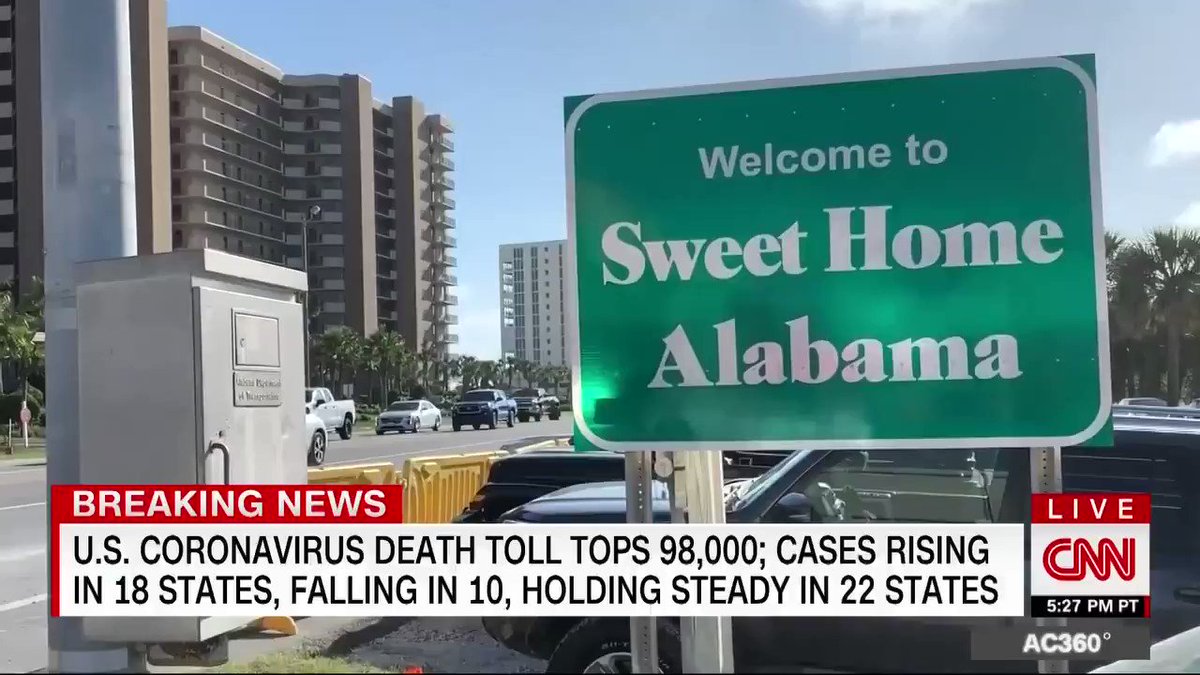 The coronavirus infection numbers are going the wrong way in Alabama — they are trending up, but the state is wide open for business.
@GaryTuchmanCNN explores the burgeoning social scene in Gulf Shores. https://t.co/yKZFVrlCz8 https://t.co/d8Jdb5Osqc