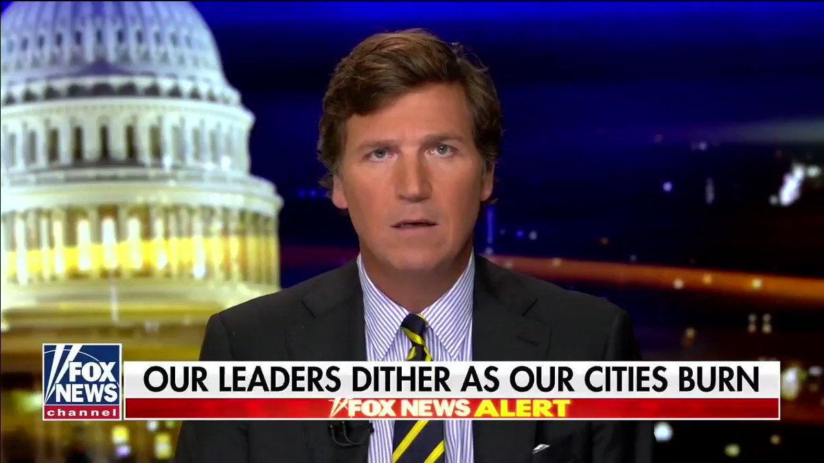 Good Monologue from Tucker....Now time to condemn the covert operations that are burning down businesses and buildings or the people who financing them? This is not Americans - this is paid professionals.
