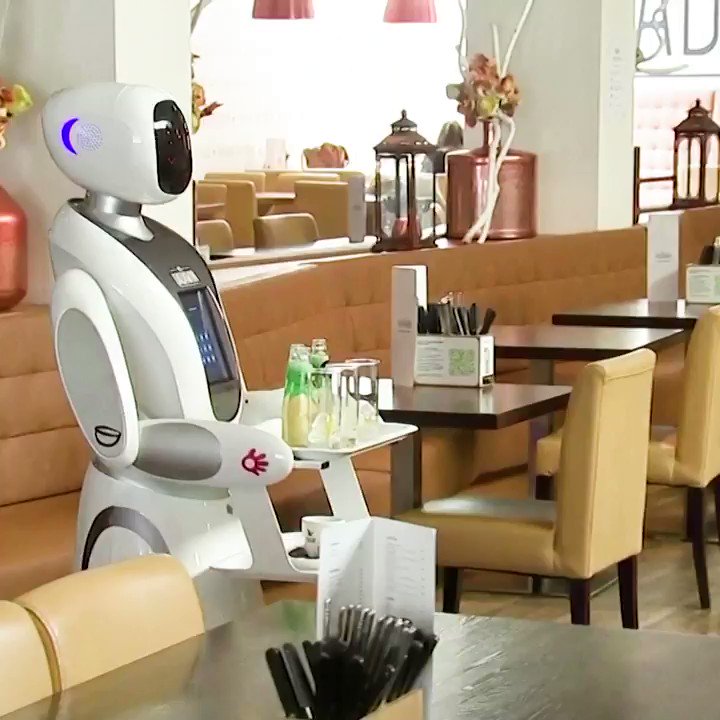 The Dadawan restaurant in the Dutch city of Maastricht is using robots to serve to customers as the Netherlands eased social restrictions #RobotsAtWork https://t.co/x57s2Jpdhk https://t.co/q3tSpoKVvy