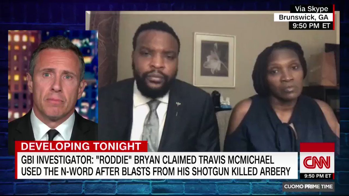 Cuomo Prime Time (@CuomoPrimeTime) on Twitter photo 2020-06-05 02:11:45 Ahmaud Arberys mother says the claim Travis McMichael used the N-word after shooting her son leaves her speechless. He... ran for his life. When he couldnt run anymore, he had to fight. And then after he fought, he was killed. Its very hard to know that he endured that. Ahmaud Arberys mother says the claim Travis McMichael used the N-word after shooting her son leaves her speechless. He... ran for his life. When he couldnt run anymore, he had to fight. And then after he fought, he was killed. Its very hard to know that he endured that.