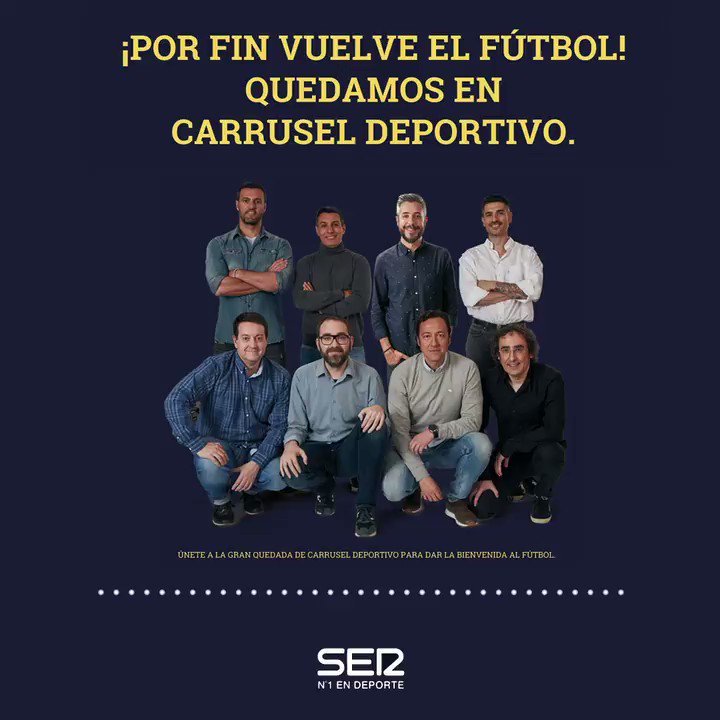 Carrusel Deportivo on Twitter: "📻🔥¡HOY TIENES CON NOSOTROS! las 20:00 vuelve la Liga‼️ ⚽️Y lo vas a una vez más con @garridocarrusel y el equipo líder de la radio