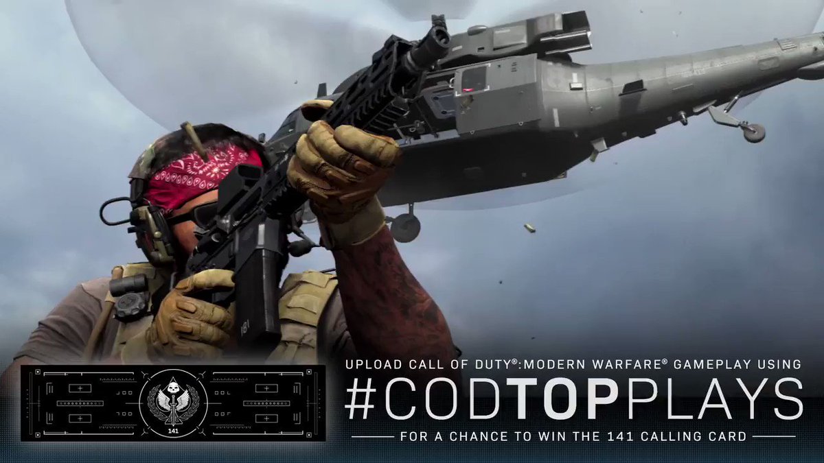 Call of Duty (@CallofDuty) on Twitter photo 2020-06-26 21:55:01 One of the rarest in-game items is up for grabs. Submit your #CODTopPlays for a chance to win the 141 Calling Card. One of the rarest in-game items is up for grabs. Submit your #CODTopPlays for a chance to win the 141 Calling Card.